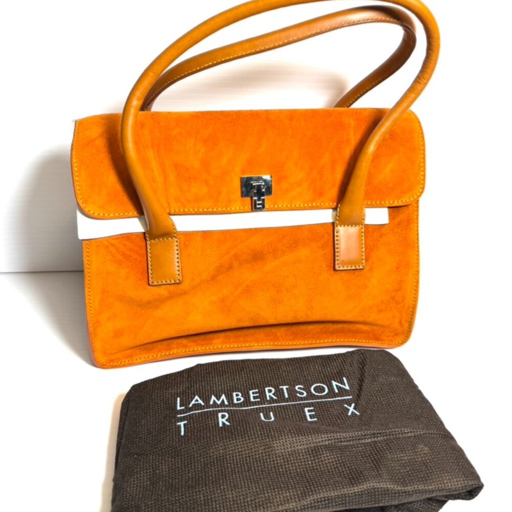 LAMBERTSON TRUEX Suede BOXCAR Satchel STUNNING With Tags - Picture 1 of 15